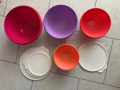 Lot De 4 Boîtes/bols Tupperware Gamme Flash, Multicolores - Occasion TBE (Très Bon Etat)