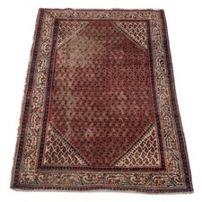 Antique Mir Seraband Rug, Handwoven Wool, C19th, Distressed Patina, 4'10" × 3'5"