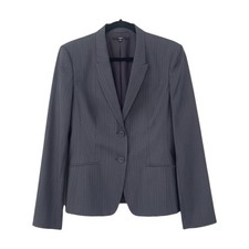 Hugo Boss Blazer Gray Pinstripe Women s Sz 8 Wool Blend Blazer 2 Button Jacket