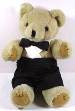 GROOM PLUSH TEDDY BEAR w/ TUXEDO SUSPENDERS , VERY-CLEAN PRE-OWNED