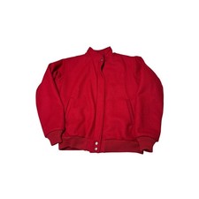 Vtg 90s LL Bean Red Wool Bomber Jacket Thinsulate Plaid Lined Womens M USA Made