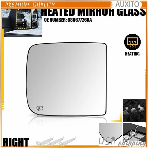 For 2009 - 2022 RAM Upper Towing Mirror Glass Heated Passenger Side 68067726AA H
