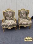67516 Pair of Vintage French Provincial Gold Gilt Wingback Chairs — photo 1