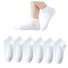 Boys/Girls Low Cut Cotton Socks Kids Seamless School 5-7 Years White 6 Pack