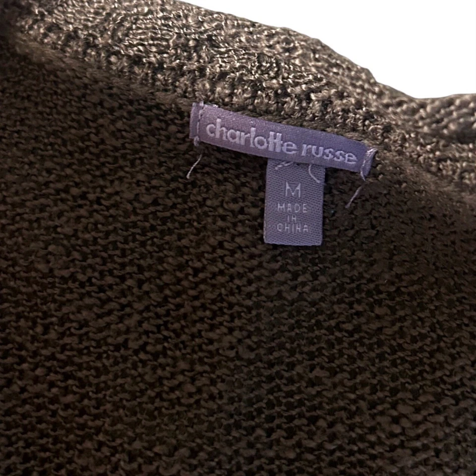 Cárdigan suéter tejido mediano Charlotte Russe verde musgo terroso de la década de 2000 para mujer Foto 4 de 4