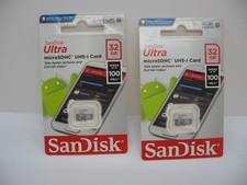SanDisk 32GB Ultra  MicroSDHC 100MB/s A1 Class 10 UHS-I Full HD Video " TWO "