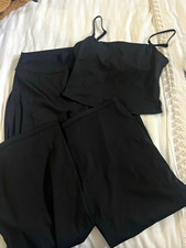 Women's Black 2-Piece Outfit Set Camisole Pants Solid Regular Size M
