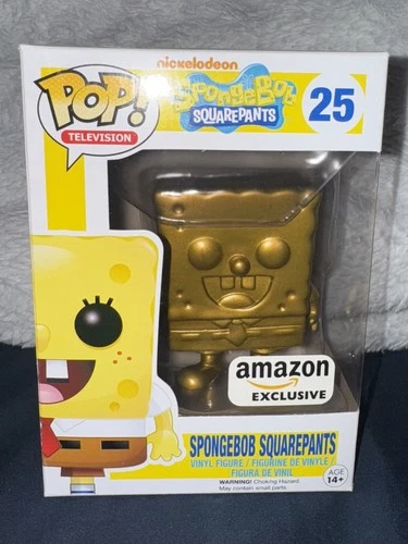 Funko Pop! Golden Spongebob Squarepants #25 Amazon Excl. W/ NEW Popshield Armor