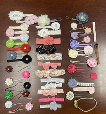 LOT of 47 Baby Headbands Bows Various Colors & Styles Mix of Brands 0- 12 months