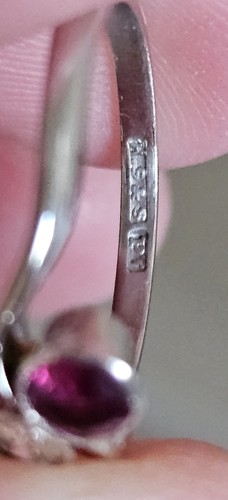 Platin kein 18kt oder 9kt Weißgold Rubin Diamant Ring Art Deco 20er Jahre toi et moi - Bild 15 von 18