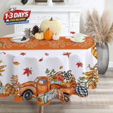 Fall Round Tablecloth 70 inches - Fall Decorations for Home Water Resistant Th