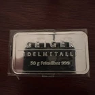 Rare 50 Gram 999 Fine Silver Bullion Silver Bar Geiger Original Pack