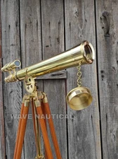 Personalized Handmade Brass Telescope WIth Wooden Adjustable Tripod Stand,Mariti
