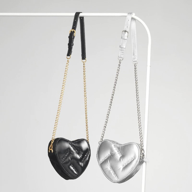 ◆CARLYN◆ Heart and Ribbon Charm 5colors Carlyn Official Heart Teeny Black Silver Shoulder Bag Pouch