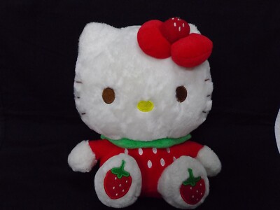2015 Sanrio Strawberry Hello Kitty 10'' Stuffed Plush Cat Animal Toy Doll