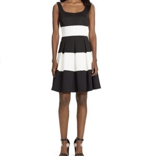 Lauren Ralph Lauren Kleid Gr. 2 schwarz elfenbein gestreift ärmellos Fit & Flare - Bild 2 von 17