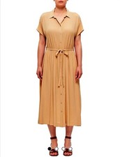 David Jones Size 16 Dress Beige Shirt Button Up Maxi BNWT RRP $159