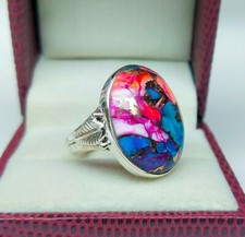 Spiny Oyster Turquoise Ring 925 Sterling Silver Handmade Ring R107