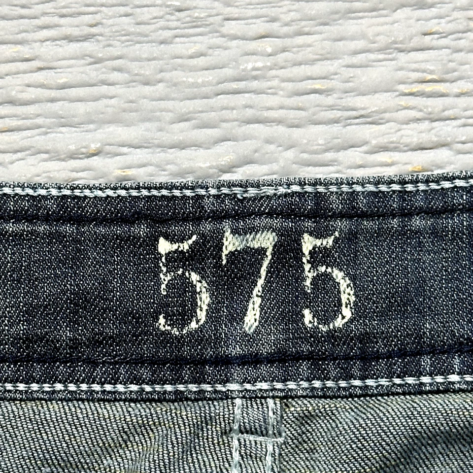 Pantalones de mezclilla 575 para mujer 32 azul campana 31 entrepierna botón centavo vintage usados en excelente estado Foto 3 de 4