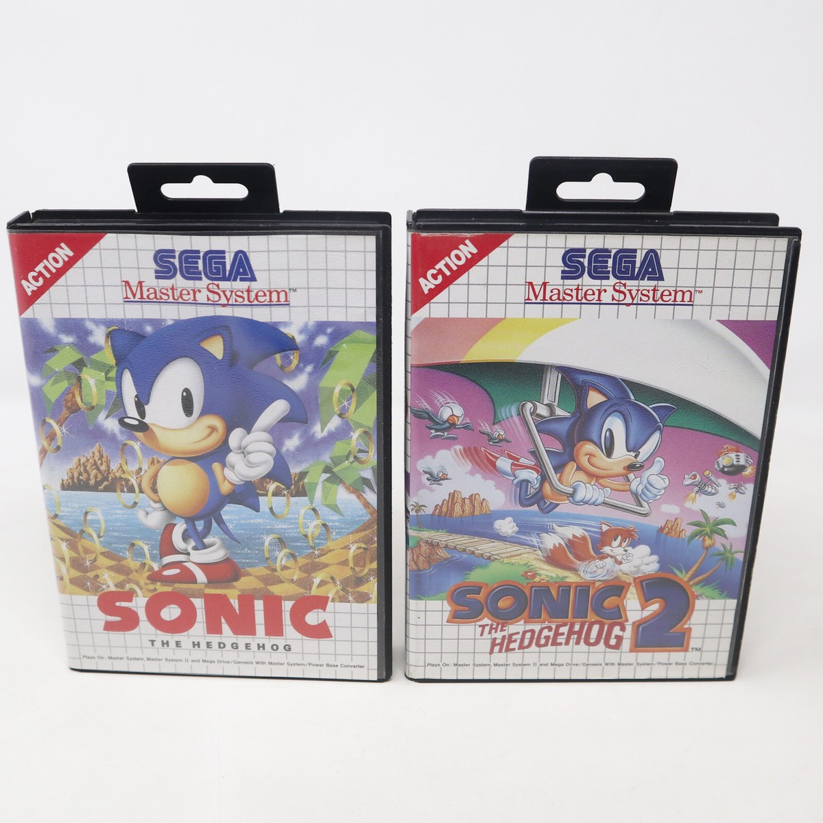 Vintage 1991 1992 90s Sega Master System Sonic The Hedgehog 1 & 2