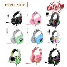 Gaming Headset LED Headphones USB Wired for PC Laptop PS4 Computer MAC With mic