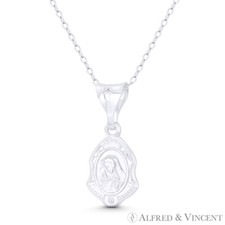 Holy Mother of God Virgin Mary Medal 25mm Religious Pendant .925 Sterling Silver