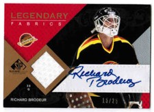 07/08 2007 SP GAME USED RICHARD BRODEUR LAF-RI LEGENDARY FABRICS JERSEY AUTO /25