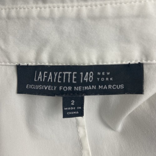 Camisa LAFAYETTE 148 NY para mujer con botones sin mangas de algodón elástico blanca talla 2 - Imagen 8 de 8