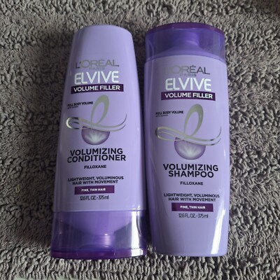 2 L'Oreal Paris Elvive Volume Filler Thickening Shampoo + Conditioner 12.6 oz ea