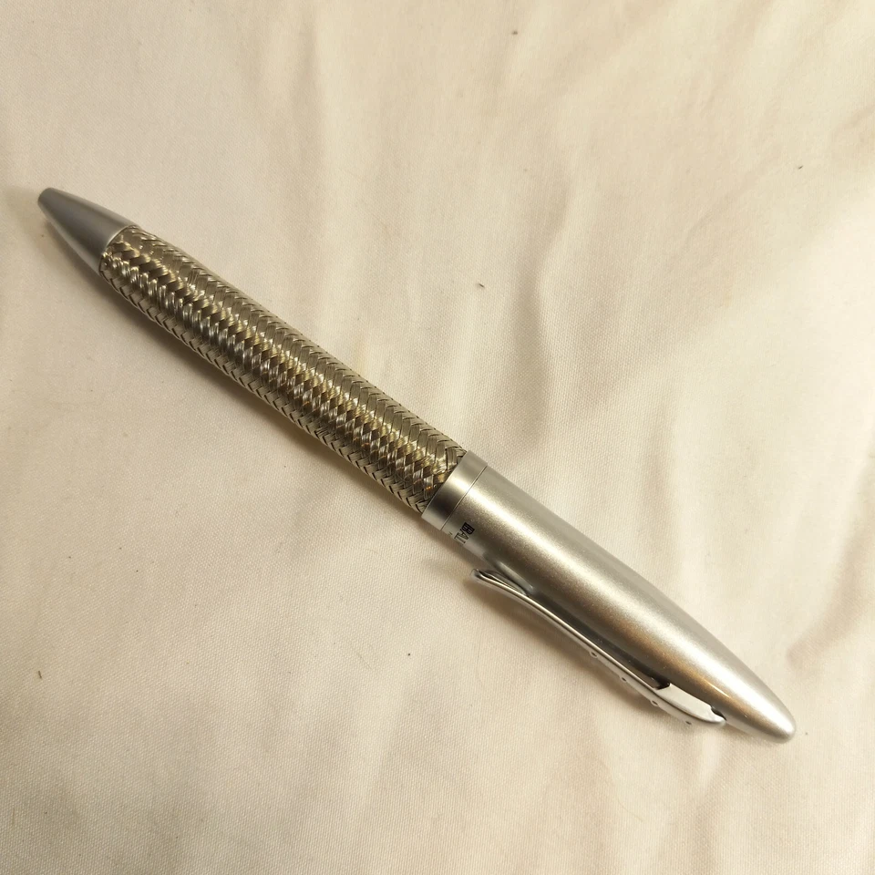BALMAIN PARIS LEEDS TWIST BALLPOINT PEN SILVER TONE MESH 9099-30BK - Image 2 of 4
