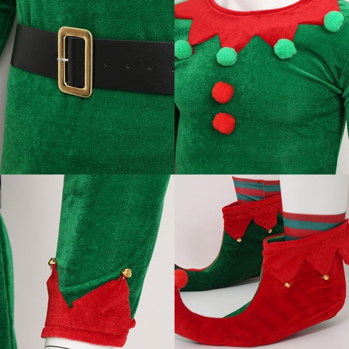 Herren Elf Kostüm Männer Weihnachten Herr Claus Outfits Thema 7Pcs Ball Gürtel - Bild 7 von 24