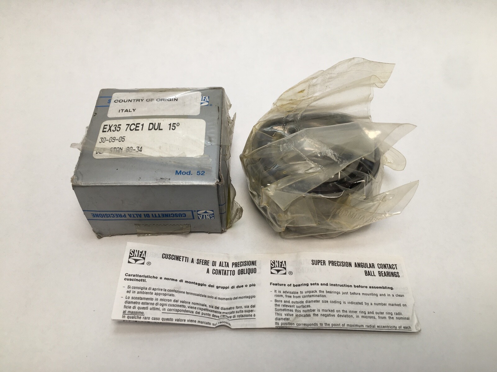 SNFA EX35-7CE1DUL Angular Contact Bearing 35x62x14 mm 7007 15 Deg ABEC 7 2 Pcs