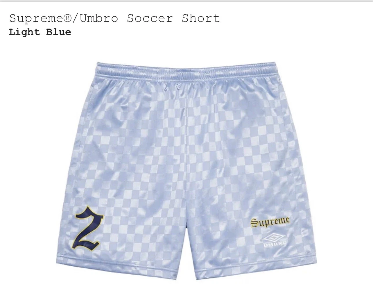 Supreme Umbro Soccer Shorts Light Blue XL