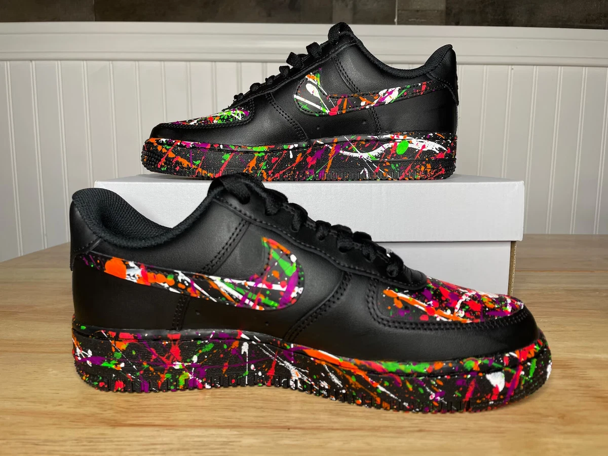 Black LV Swoosh Inspired - Custom Air Force 1 - Hand Painted AF1