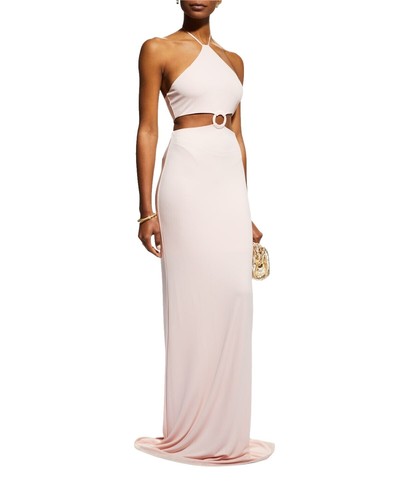 Alice + Olivia Dress Womens 8 Champagne Cowl Neck Satin Maxi Gown NWT  Formal | eBay