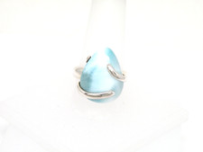 Authentic Vintage Larimar Specimen Ring .925 Sterling Silver Mounting Size 7