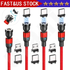 540° Rotate Magnetic Charger Cable Phone Fast Charging with Type C Micro USB IOS