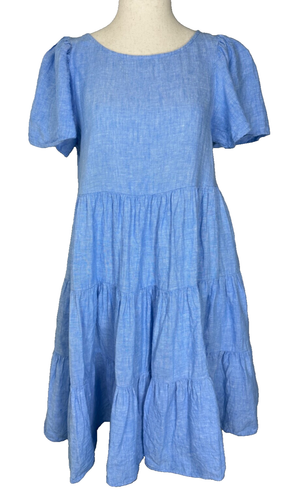 Lilly Pulitzer Linen Jocelyn Swing Dress Short Sleeve XS Pockets Ruffle ...