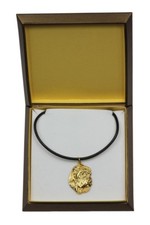 Shar Pei - gold plated necklace with dog, in box, Art Dog USA