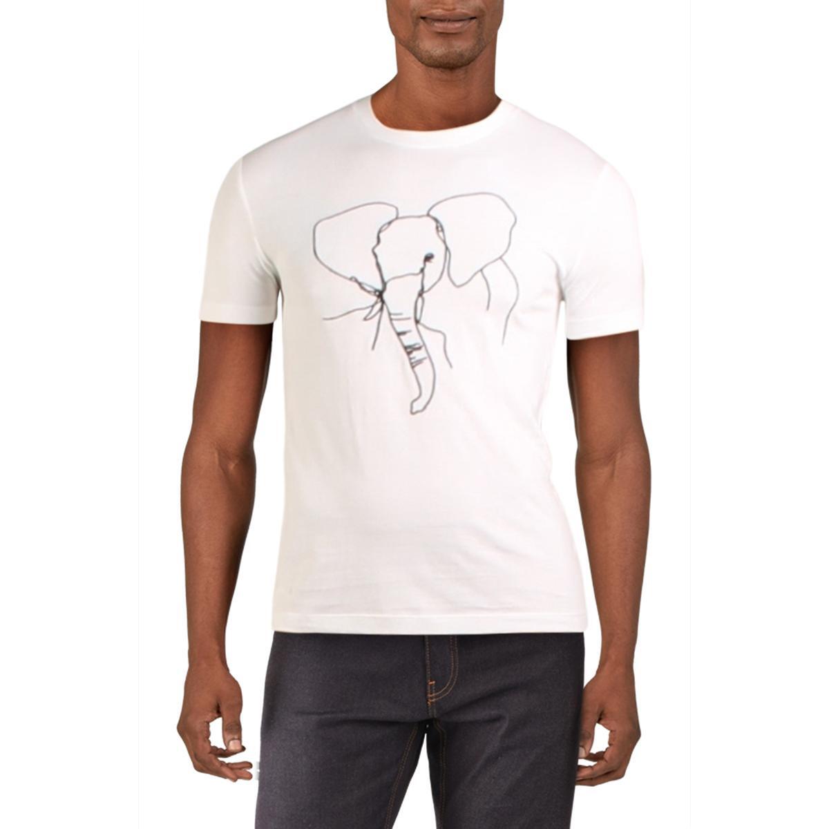 Мужская футболка с круглым вырезом French Connection Mens Elephant White Graphic S BHFO 8565 3290₽