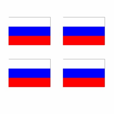 Set 4 x Russland Flagge Bügelbild Siebdruck Transfers für Stoffe Russisch
