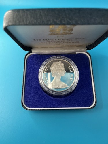 Fidschi 1981 Hochzeit von HRH Prinz Charles 10 Dollars Silber PP Münze .925 Silber - Bild 5 von 7