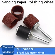 Sanding Paper Wheel 60/80 Grit Grinding Polishing Rotary Tool 6mm Shank Mandrel