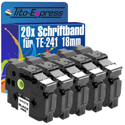 20x Schriftband für Brother TZe-241 P-Touch 1000 1000 BTS 1000 F 1005 BTS 1005 F