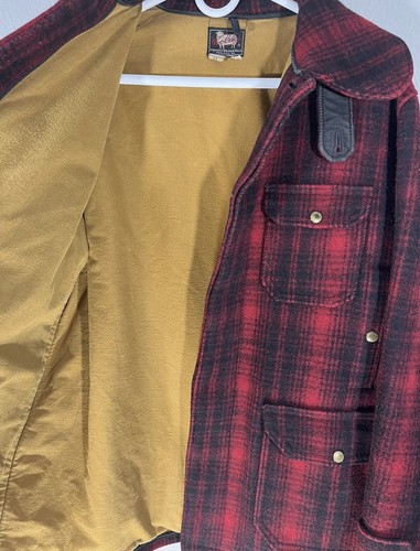 Vtg Woolrich Woolen Mills 503 Mackinaw Red Buffalo Plaid Wool Hunting Coat Sz 42 - Picture 2 of 11