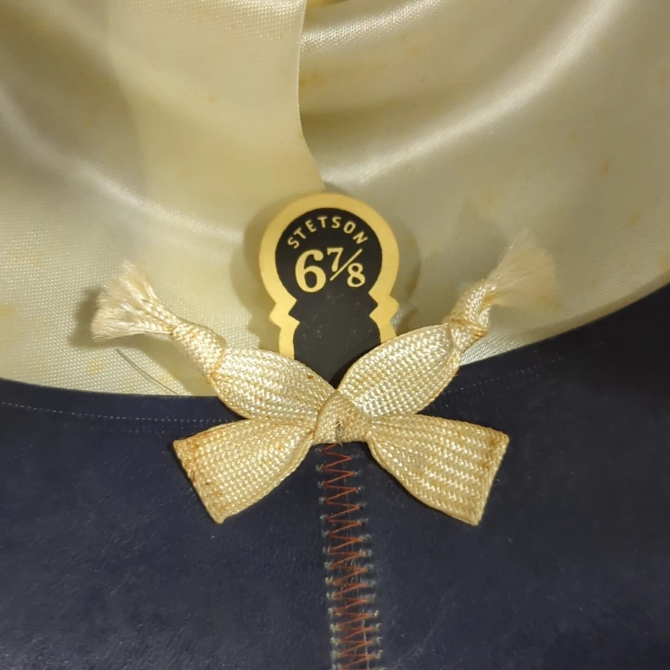 Very Nice Vintage Royal Stetson Hat Size 6 7/8 Gray Fedora W Olive Brim Gangster - Image 4 of 4