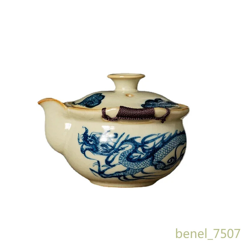 Taza de té Ru Kiln Cha Wan azul y blanco olla de imitación Yuan azul blanco