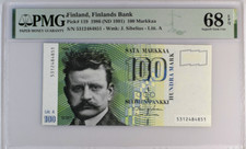 Finland , 100 Markkaa, 1986 (1991) , PMG 68 EPQ ,  Top Pop,  P# 119