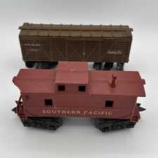 Vintage Marx O Southern Pacific Caboose Red Brown Santa Fe Stock Car 13975