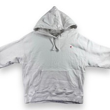 Champion Reverse Weave Hoodie Womens Large White Pullover Sweatshirt WL266 EMB
